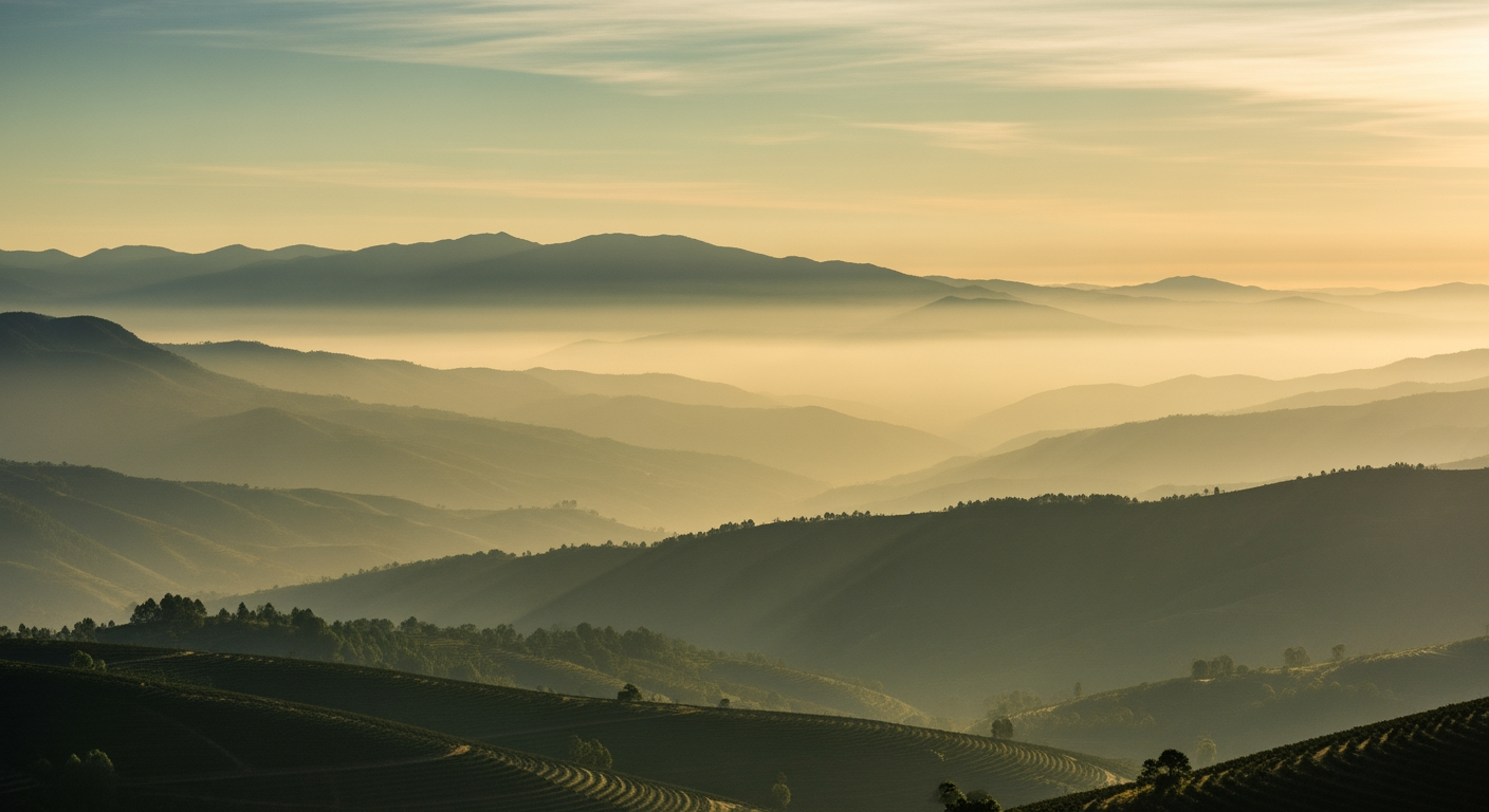 Highland single-origin coffee terroir at dawn
